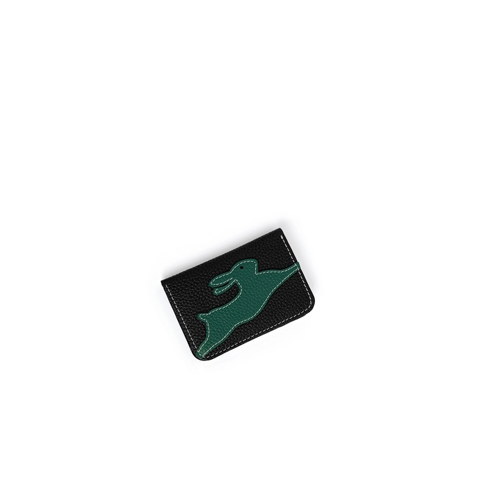 'En L'Air Carte Lièvre' Nappa Leather Card Holder Black