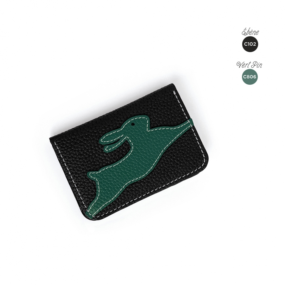 'En L'Air Carte Lièvre' Nappa Leather Card Holder Black