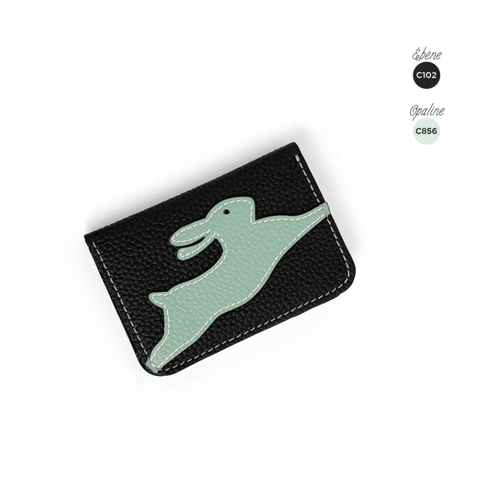 'En L'Air Carte Lièvre' Nappa Leather Card Holder Black