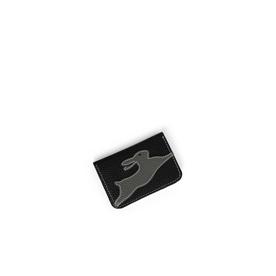 'En L'Air Carte Lièvre' Nappa Leather Card Holder Black