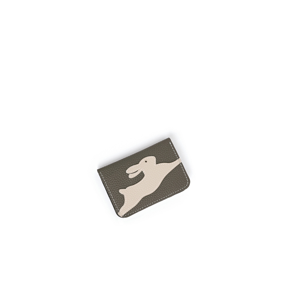 'En L'Air Carte Lièvre' Nappa Leather Card Holder Elephant Grey
