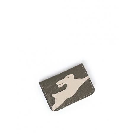 'En L'Air Carte Lièvre' Nappa Leather Card Holder Elephant Grey