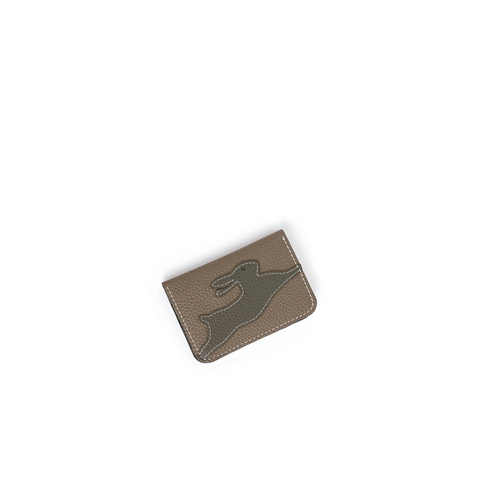 'En L'Air Carte Lièvre' Porte Carte Cuir Nappa Tourterelle