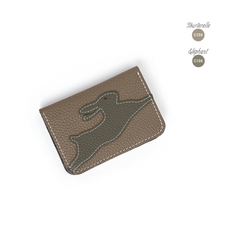 'En L'Air Carte Lièvre' Nappa Leather Card Holder Warm Grey