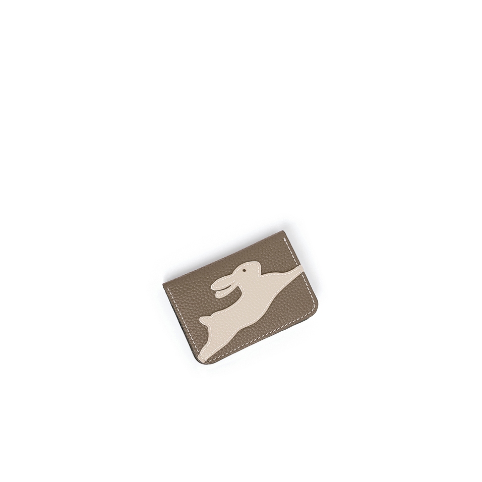 'En L'Air Carte Lièvre' Porte Carte Cuir Nappa Tourterelle