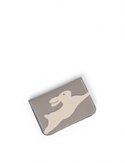 'En L'Air Carte Lièvre' Porte Carte Cuir Nappa Perle