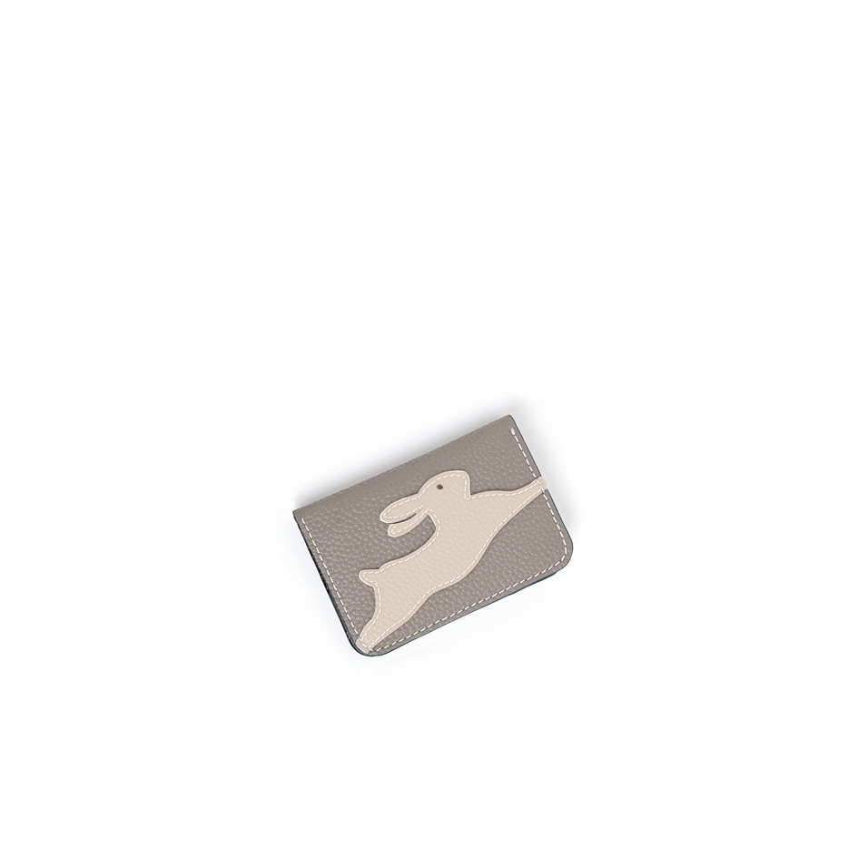 'En L'Air Carte Lièvre' Nappa Leather Card Holder Pearl Grey