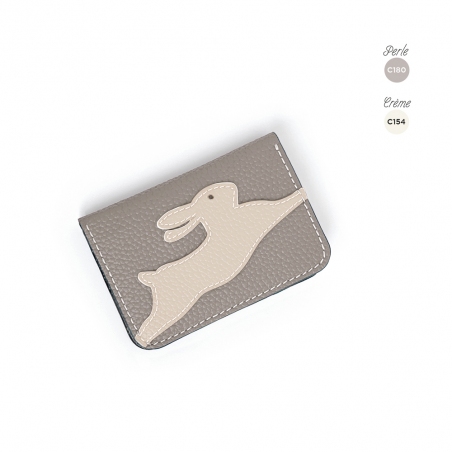 'En L'Air Carte Lièvre' Nappa Leather Card Holder Pearl Grey