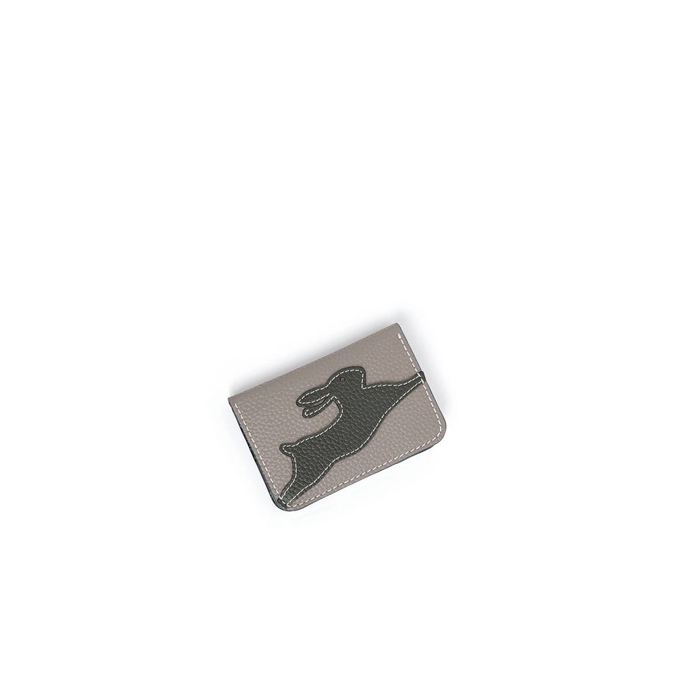 'En L'Air Carte Lièvre' Nappa Leather Card Holder Pearl Grey