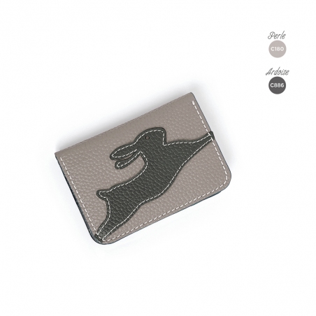 'En L'Air Carte Lièvre' Nappa Leather Card Holder Pearl Grey