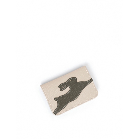 'En L'Air Carte Lièvre' Porte Carte Cuir Nappa Crème