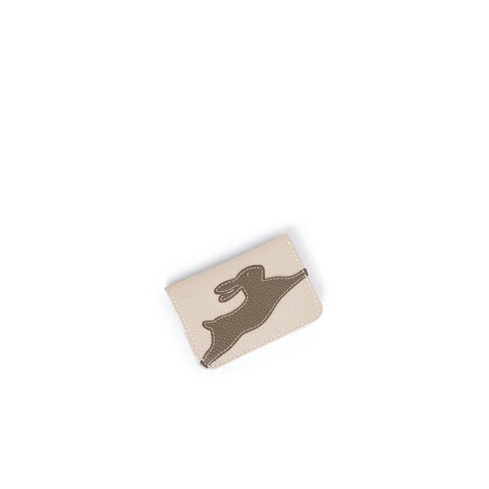 'En L'Air Carte Lièvre' Nappa Leather Card Holder Cream