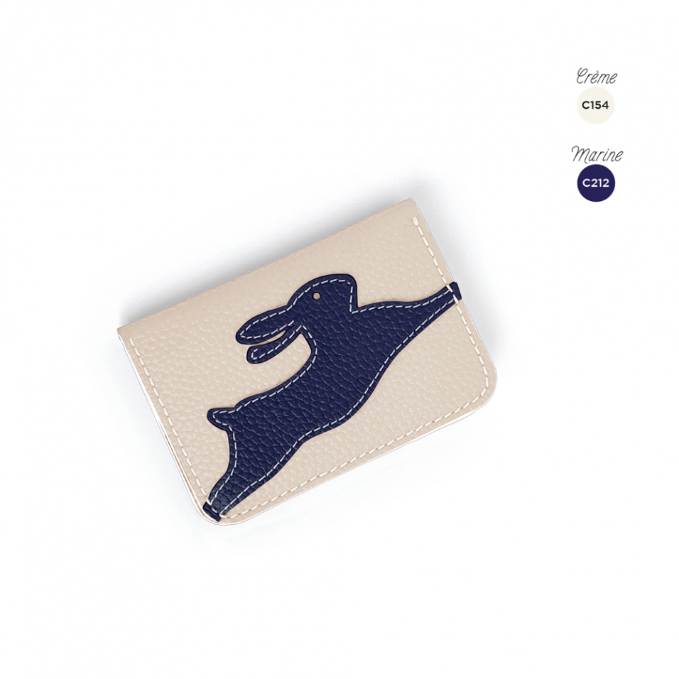 'En L'Air Carte Lièvre' Nappa Leather Card Holder Cream