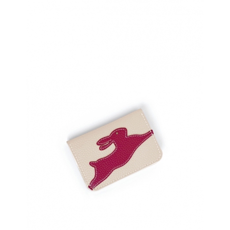 'En L'Air Carte Lièvre' Nappa Leather Card Holder Cream