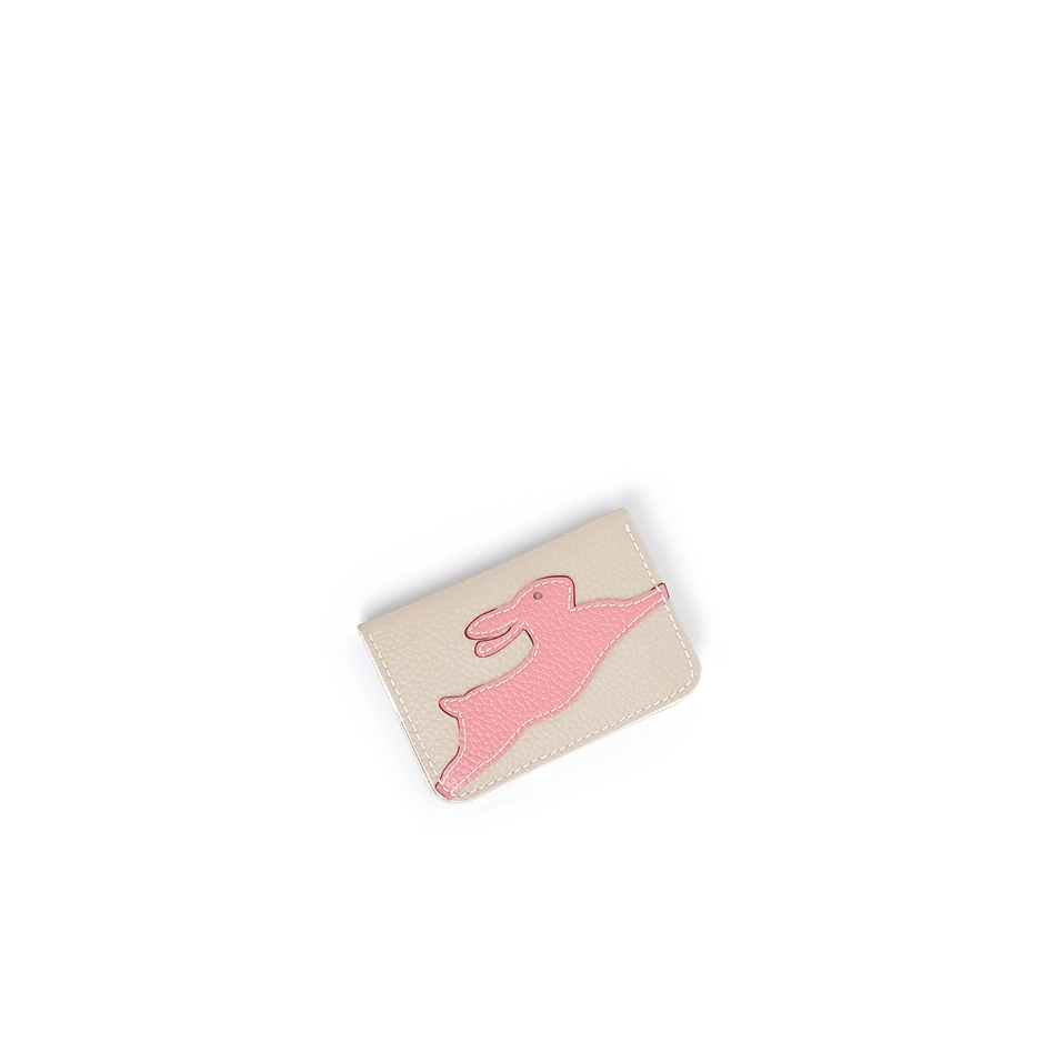 'En L'Air Carte Lièvre' Porte Carte Cuir Nappa Crème