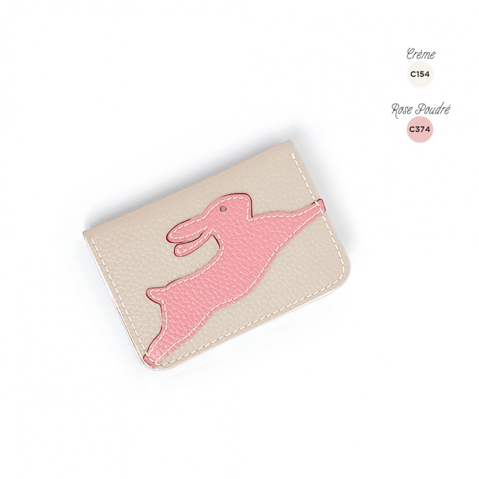'En L'Air Carte Lièvre' Nappa Leather Card Holder Cream