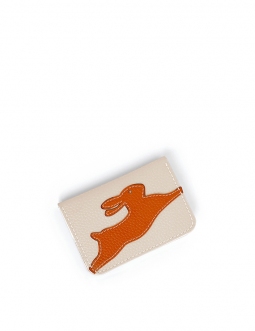 'En L'Air Carte Lièvre' Porte Carte Cuir Nappa Crème