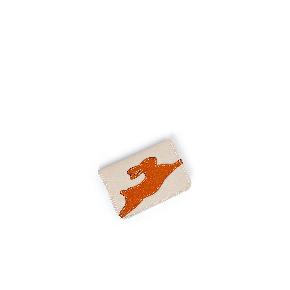 'En L'Air Carte Lièvre' Nappa Leather Card Holder Cream