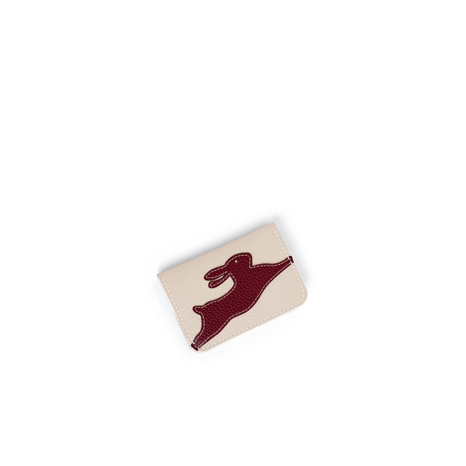 'En L'Air Carte Lièvre' Nappa Leather Card Holder Cream