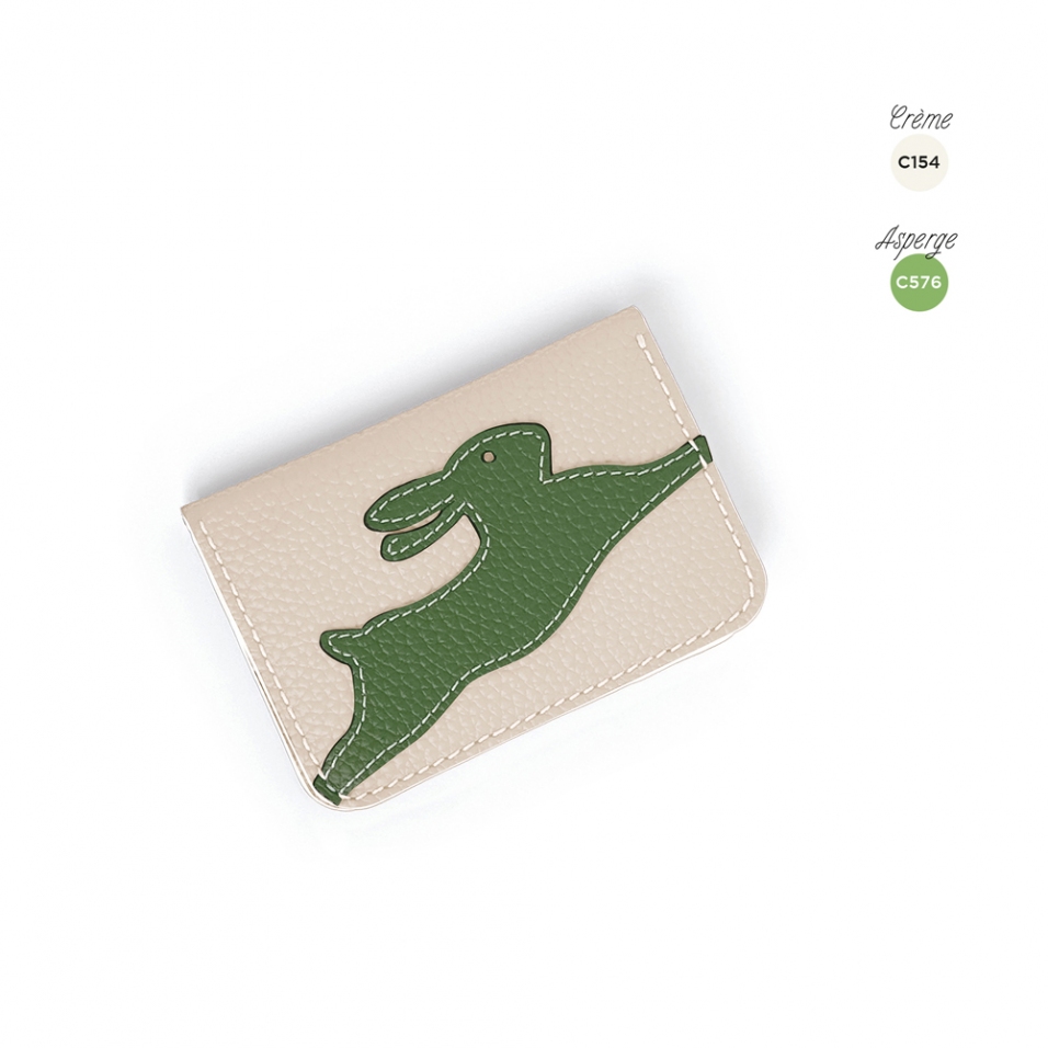 'En L'Air Carte Lièvre' Porte Carte Cuir Nappa Crème