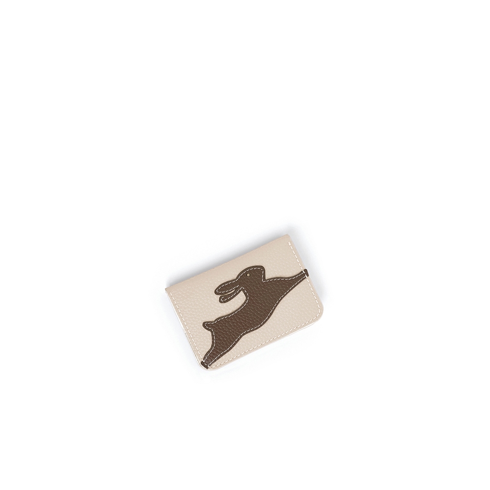 'En L'Air Carte Lièvre' Porte Carte Cuir Nappa Crème