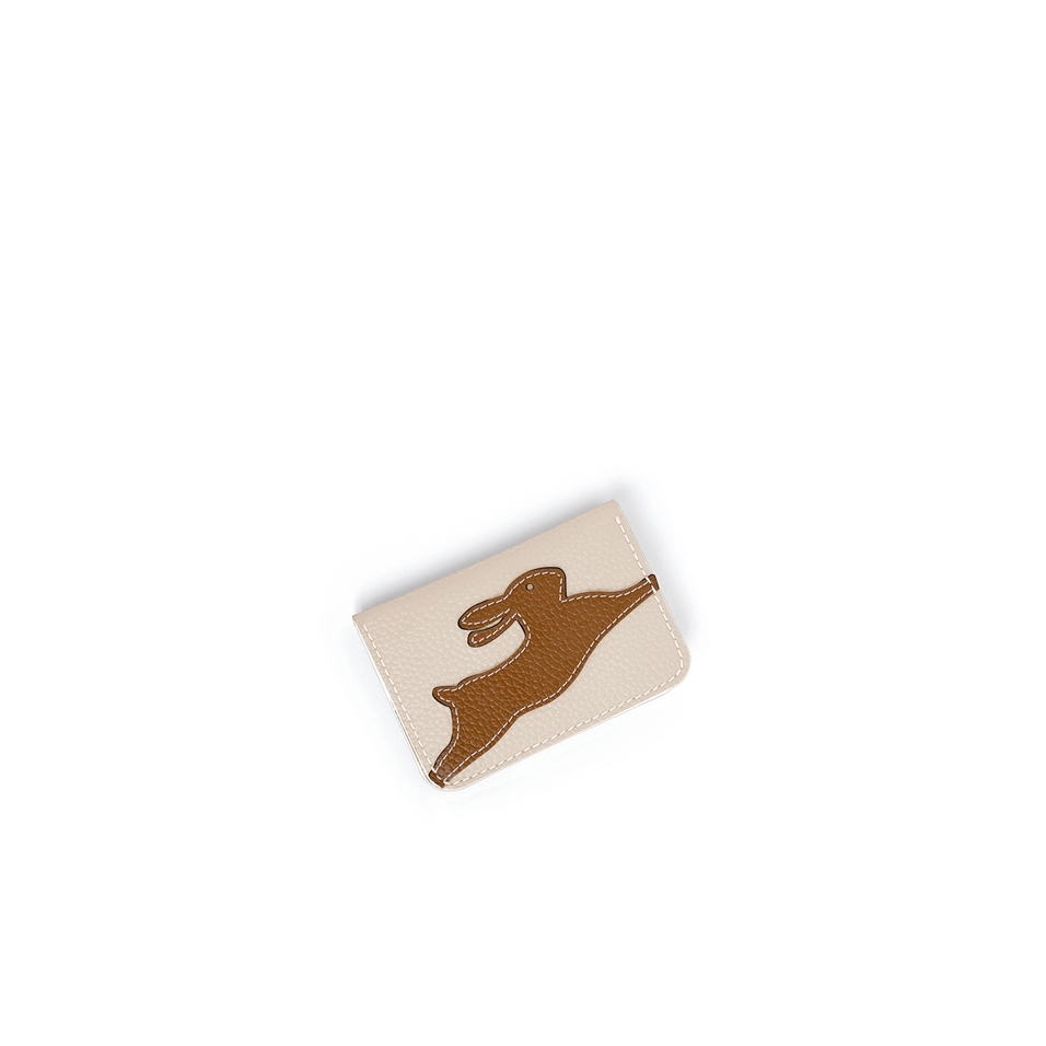 'En L'Air Carte Lièvre' Nappa Leather Card Holder Cream