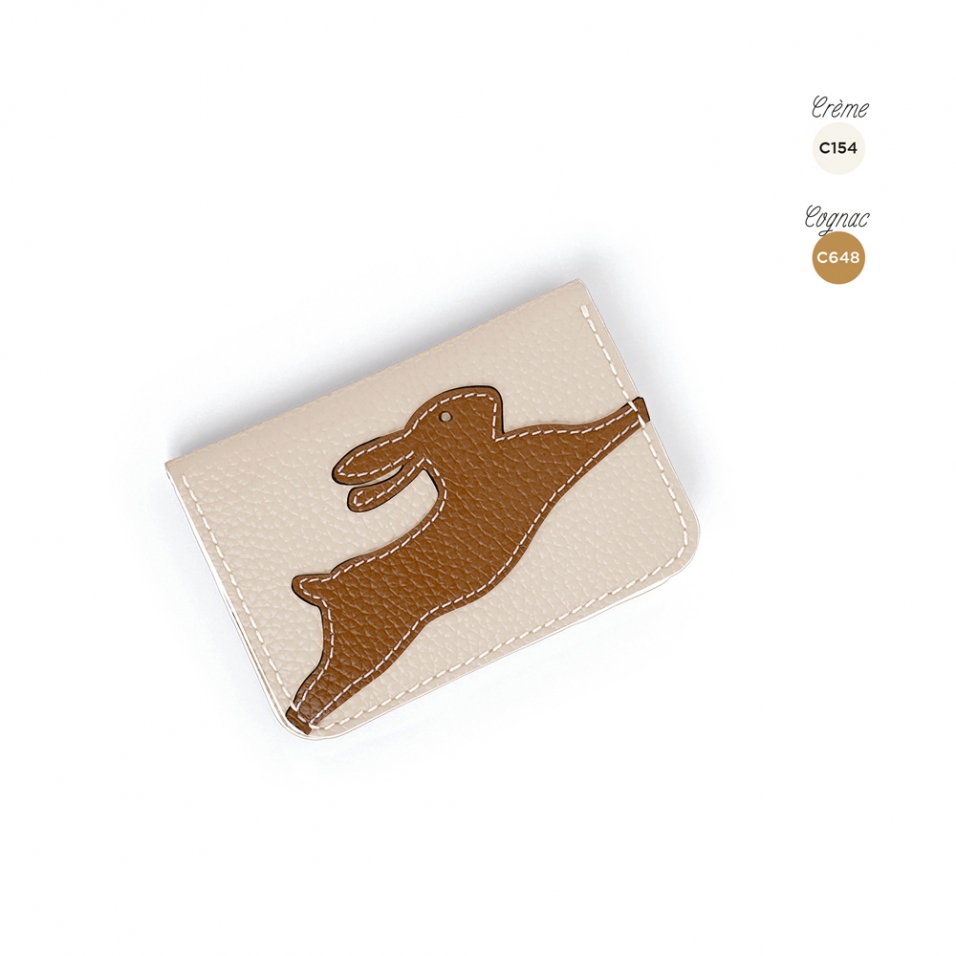 'En L'Air Carte Lièvre' Nappa Leather Card Holder Cream