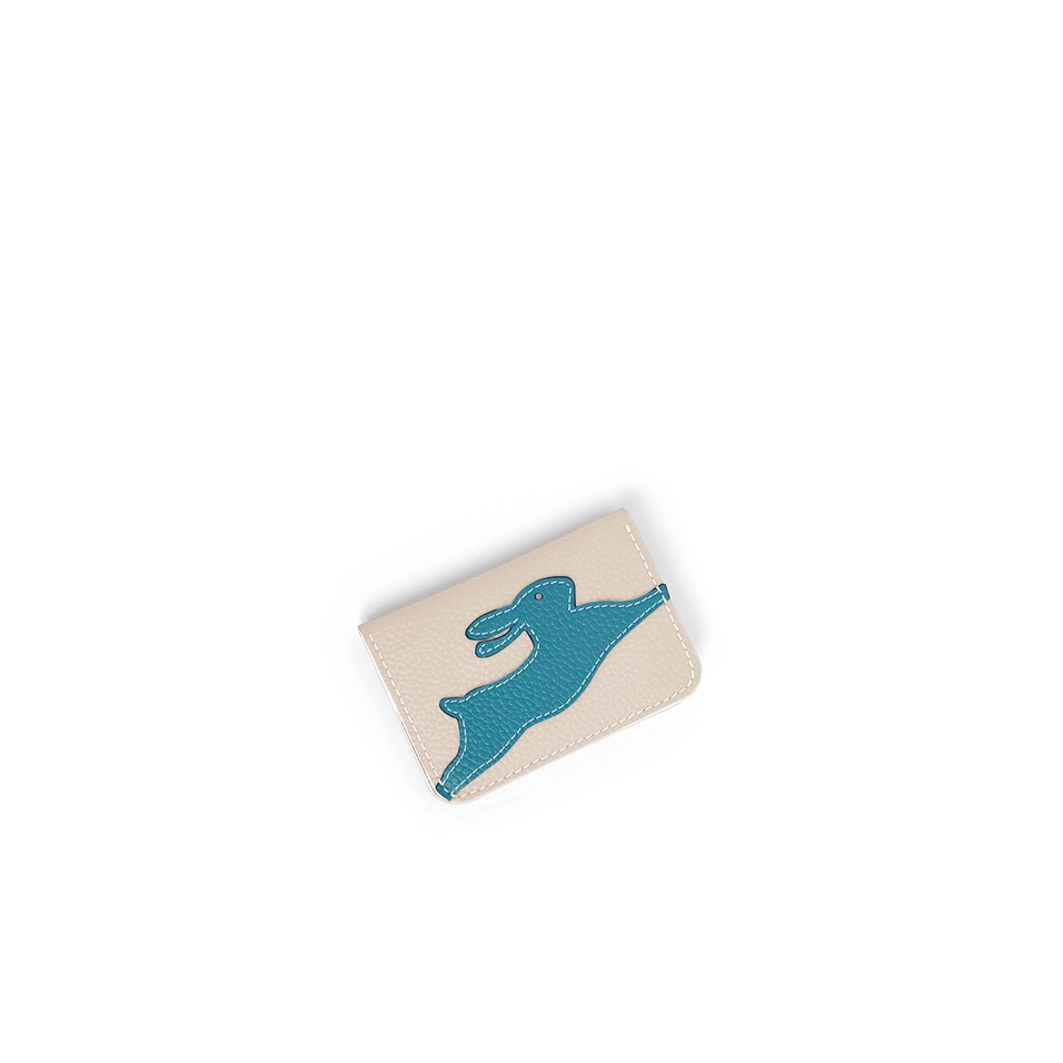 'En L'Air Carte Lièvre' Nappa Leather Card Holder Cream