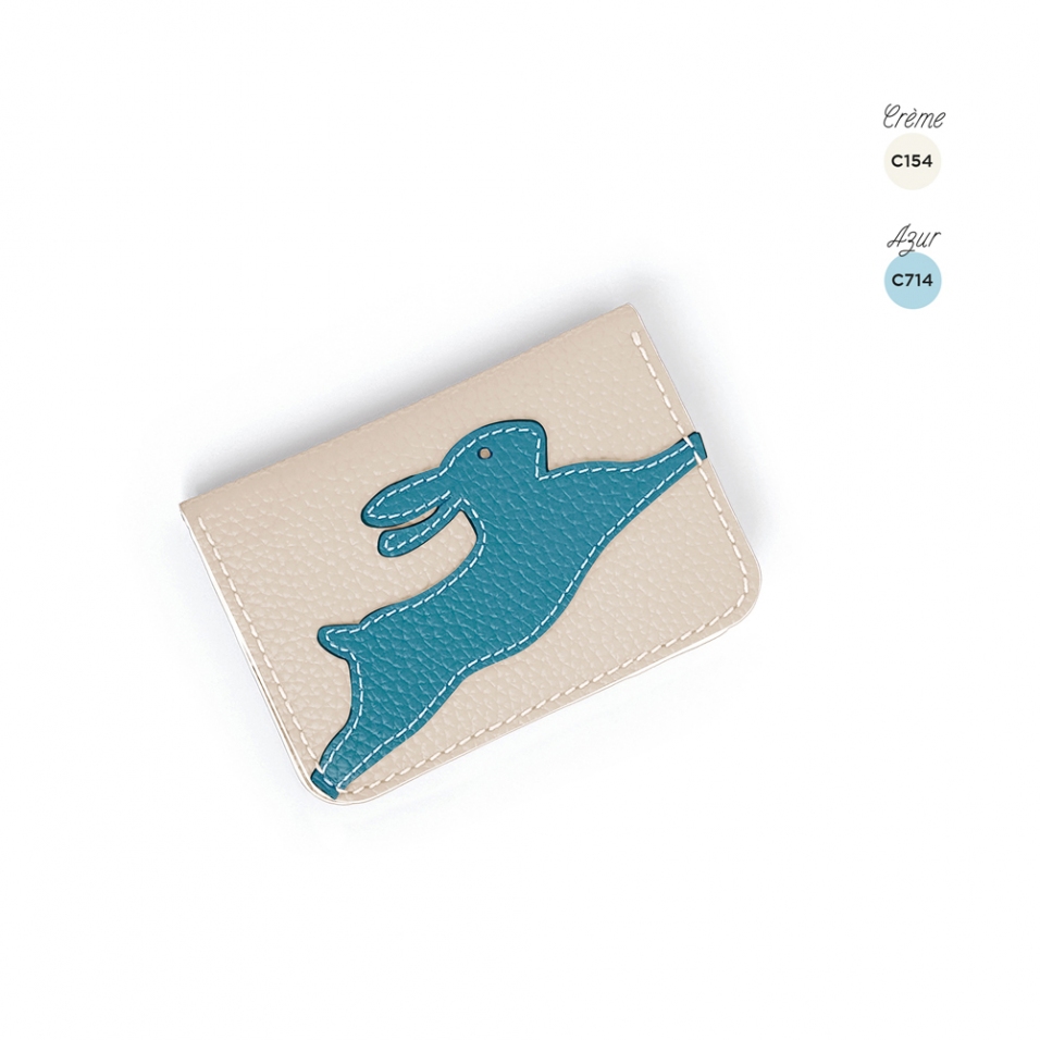 'En L'Air Carte Lièvre' Nappa Leather Card Holder Cream