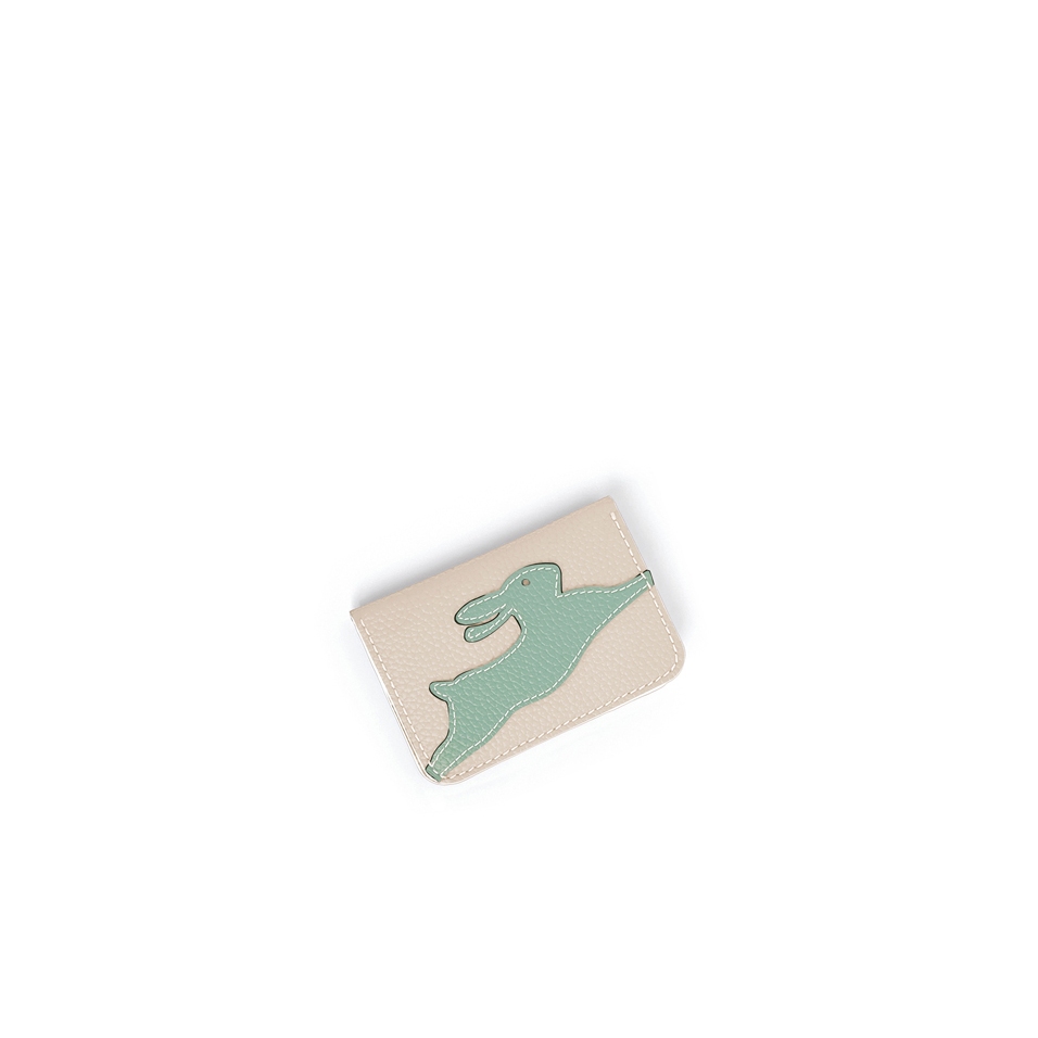 'En L'Air Carte Lièvre' Porte Carte Cuir Nappa Crème