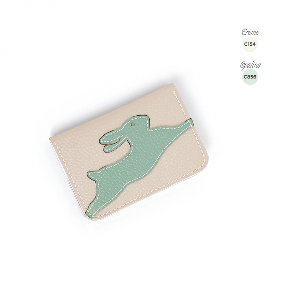 'En L'Air Carte Lièvre' Porte Carte Cuir Nappa Crème