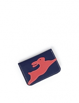 'En L'Air Carte Lièvre' Nappa Leather Card Holder Navy Blue