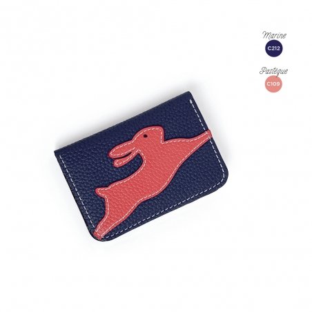 'En L'Air Carte Lièvre' Nappa Leather Card Holder Navy Blue