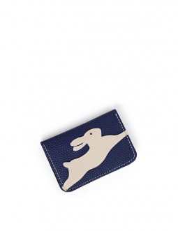 'En L'Air Carte Lièvre' Porte Carte Cuir Nappa Marine