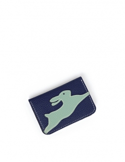 'En L'Air Carte Lièvre' Porte Carte Cuir Nappa Marine