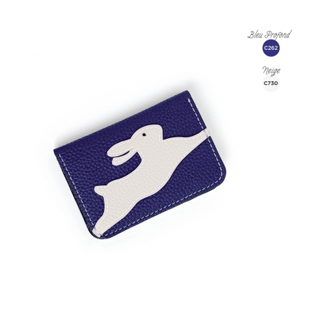 'En L'Air Carte Lièvre' Nappa Leather Card Holder Deep Blue