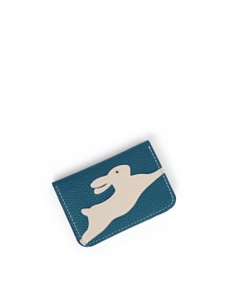 'En L'Air Carte Lièvre' Porte Carte Cuir Nappa Indigo