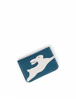 'En L'Air Carte Lièvre' Porte Carte Cuir Nappa Indigo