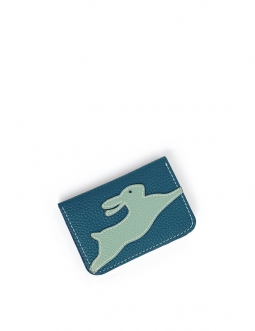 'En L'Air Carte Lièvre' Nappa Leather Card Holder Indigo