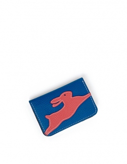 'En L'Air Carte Lièvre' Porte Carte Cuir Nappa Cyan