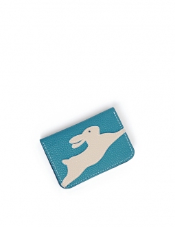 'En L'Air Carte Lièvre' Nappa Leather Card Holder Sky Blue
