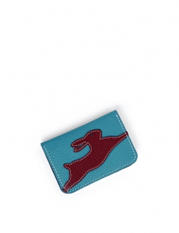 'En L'Air Carte Lièvre' Nappa Leather Card Holder Sky Blue