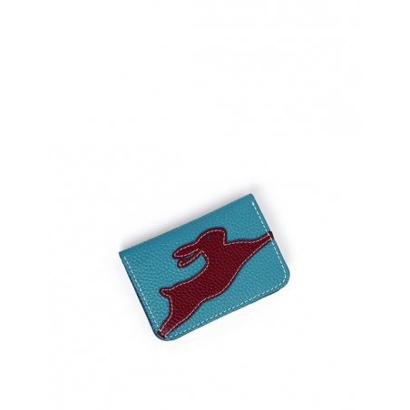 'En L'Air Carte Lièvre' Nappa Leather Card Holder Sky Blue