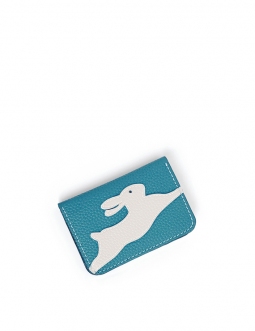 'En L'Air Carte Lièvre' Nappa Leather Card Holder Sky Blue