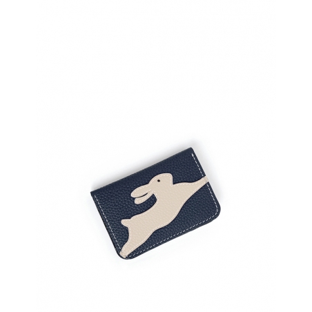 'En L'Air Carte Lièvre' Nappa Leather Card Holder Night Blue