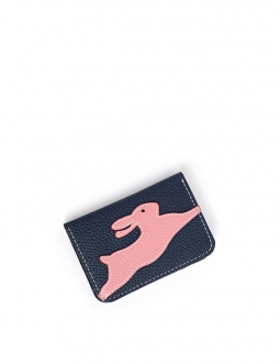 'En L'Air Carte Lièvre' Porte Carte Cuir Nappa Bleu Nuit