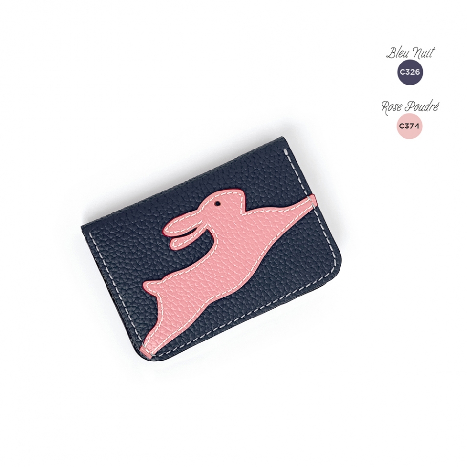 'En L'Air Carte Lièvre' Nappa Leather Card Holder Night Blue