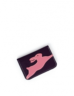 'En L'Air Carte Lièvre' Nappa Leather Card Holder Dark Purple