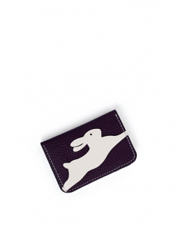 'En L'Air Carte Lièvre' Porte Carte Cuir Nappa Cassis
