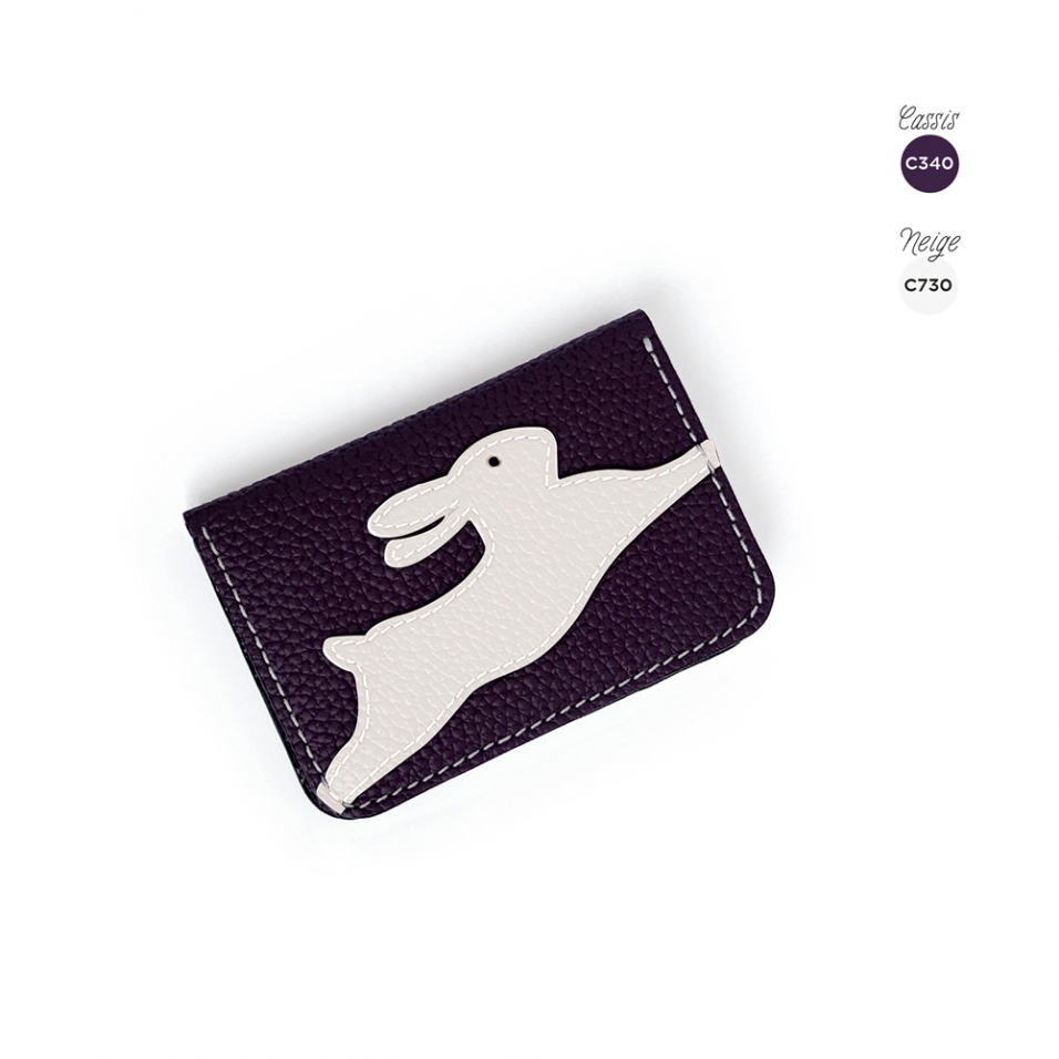 'En L'Air Carte Lièvre' Porte Carte Cuir Nappa Cassis